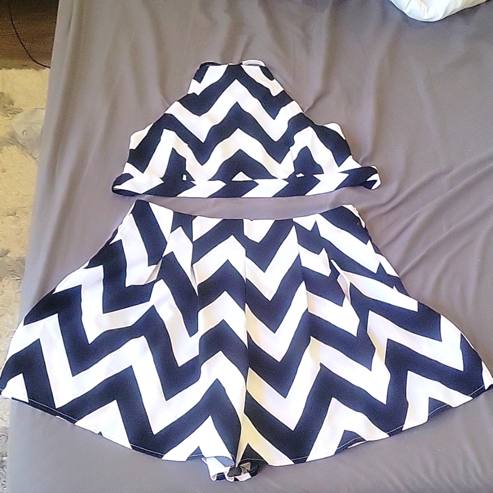 Chevron halter and short set